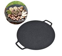 TOPINCN Poêle à Griller pour Barbecue, Poêle à Griller Coréenne pour Barbecue, Plateau de Cuisson Rond Antiadhésif pour Barbecue en Fonte pour Crêpes de Ventre de Porc en Plein Air(41CM)