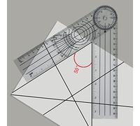 TOPINCN Règle Pliante Rapporteur Outil de Mesure de Géométrie Multi-angle pour étudiants et Menuisiers 140mm 5,5 Pouces en Plastique givré