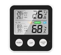 TOPINCN Thermo-hygromètre Numérique de Haute Précision, écran LCD avec Fonction D'alarme, pour Salle de Fleurs, Bureau, Matériau ABS Blanc (BLACK)
