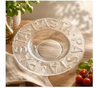 Topkapi Assiette à pâtes en verre Gusto XL - Assiette en verre - Assiette à pâtes, assiette à dessert, assiette à salade, assiette creuse, diamètre : environ 29,5 cm, transparente avec relief, faite à