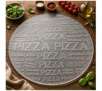 Topkapi Assiette à pizza en verre Oasi XL - Assiette en verre, assiette à pizza, assiette à pâtes, plateau à gâteau, plateau de service, plateau à gâteau, Ø env. 34 cm, transparent avec relief, fait à