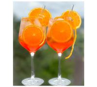 Topkapi Elite Aperol Spritz Lot de 6 verres à cocktail Laura XL I 6 verres en cristal sans plomb I spécialement conçus pour Aperol Spritz I avec 6 pailles en verre, verre à cocktail I 440 ml