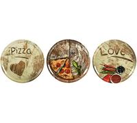 Topkapi Lot de 3 grandes assiettes à pizza - Diamètre : environ 31,5 cm - Avec décor complet - En forme de cœur - Pizza Love Amore - Céramique