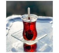 Topkapi - Service à thé turc 18 pièces Jasmin-Sultan avec effet visuel, 6 verres à thé, 6 sous-verres, 6 cuillères à café, kit complet pour 6 personnes