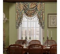 TOPLUXE Rideaux Cantonnière Cascade pour Fenêtres, Cantonnière Damassés à Franges, Rideaux Courts pour Chambre Salon Cuisine Café (Largeur 100cm, Motif Léopard)