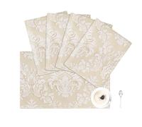 TOPLUXE Sets de Table en Tissu 30x45cm Lot de 4, Sets de Table Lavable, Décoration pour Table à Manger/Restaurant/Fête (4 Pièces, Beige & Blanc)