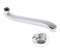 Topolenashop Canne de rechange chromée 30 cm pour robinet mural, bec pivotant universel pour mitigeur cuisine ou baignoire, raccord standard, courbe orientable, finition brillante anti-corrosion 69673