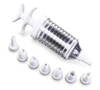 Topolenashop Seringue à gâteaux professionnelle 200 ml avec 8 douilles - 17 cm pour décoration de gâteaux, cupcakes, biscuits et desserts, démontable et lavable pour pâtisserie