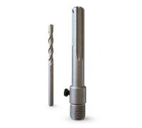 Topolenashop Tige adaptateur SDS Max M22 x 2 de 160 mm pour fraise cloche avec foret de centrage Ø8 x 110 mm en Widia, support fileté pour couronnes creuses et carotteuses sur maçonnerie et béton