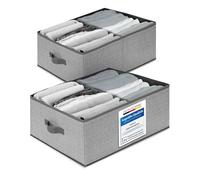 TOPP4u Lot de 2 grandes boîtes de rangement 50 x 40 x 20 cm - Grand panier de rangement pliable - Organisateur de penderie - Boîtes à vêtements - Caisses en tissu - Gris/beige