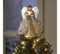 Topper Ange Lumineux 30cm pour Sapin de Noël - Décoration Sommet d'arbre avec Ailes en Plumes - C-i-m-i-ER Étoile pour d'arbre Bar et Fête