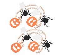 TOPPERFUN 2 Pièces Guirlande Suspendue en Bois Perles et Citrouilles pour Décoration Murale Chic, pour Vase ou Manteau, Ambiance Rétro et Vintage Halloween