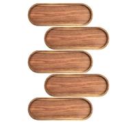 TOPPERFUN 5 Pièces Plateau de Service Ovale en Bois, Style Ferme Rustique | Surface Lisse sans Éclats, Construction Robuste, Usage Quotidien Cuisine, pour Repas, Goûter et Décoration