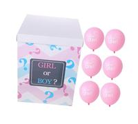 TOPPERFUN Boîte à Révélation de Genre avec Ballons Roses Gonflables, Coffret Décoratif pour Fête Prénatale, Matériel Sûr et Thème Mixte, Kit 6 Ballons, Décoration Baby Shower