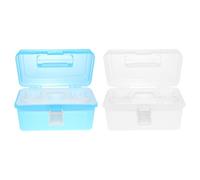 TOPPERFUN Boîte de Rangement Compacte Transparente Double Couche pour Outils de Manucure et Maquillage, Lot de 2 en Plastique Solide, Étui Portable pour Atelier et Soin des Ongles