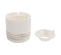 TOPPERFUN Cendrier Rond en Céramique avec Couvercle Coupe-Vent, Design Élégant et Fonction sans Fumée, pour Table de Patio ou Balcon Extérieur