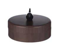 TOPPERFUN Cendrier Rond en Noyer avec Couvercle en Acier Inoxydable Noir | Bois à Grain Visible, Intérieur Métallique Amovible, pour Bureau, Balcon et Jardin, Style Décoratif Discret