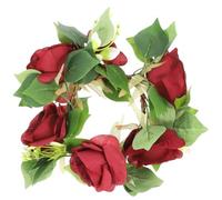 TOPPERFUN Couronne de Table, Anneau de Bougie en Fleur Artificielle, Rouge, Soie et PE, à Suspendre au Mur la Porte, Décor de Saint-Valentin, Accessoire Photo, Fête de Famille