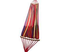 TOPPERFUN Hamac Suspendu pour Extérieur Hamac de Camping en Toile Arc-en-Ciel Rouge Toile de Parachute Double Bâton en Bois 190X100 CM 40 CM Corde de Fixation pour Sortie et Loisirs