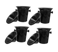 TOPPERFUN Lot de 4 Crachoirs à Vin en Plastique Noir Seau à Vin Rond à Double Oreille pour Dégustation en Cave Anti-éclaboussures