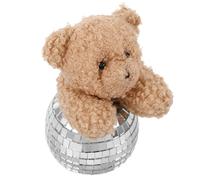 TOPPERFUN Ornement Ours Disco en Verre à Finition Miroitante, Décoration de Table Polyvalente en Peluche et Mousse, Accessoire Élégant pour Soirée à Thème Disco