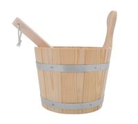 TOPPERFUN Seau Bois de 5l Ergonomique Tonneau Poignée Style Sauna | Débit Contrôlé, Résistance aux Fuites, Capacité Généreuse, Teinte Beige, pour Accessoires Sauna et Bain Vapeur