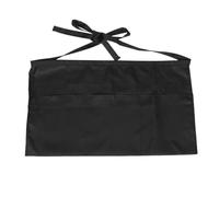 TOPPERFUN Tablier de Taille Noir en Polyester avec 3 Compartiments Résistant aux Éclaboussures, Design Mi-long Professionnel pour Serveurs et Serveuses