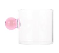 TOPPERFUN Tasse à Café en Verre à Poignée Boule, Rose, Simple et Stylée | Verre Résistant à Chaleur, Usage Bar ou Dortoir, pour Garçon et Filles, Format Boisson