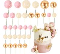 Toppers de gâteau boule IkChi pour enfants, rose, or, perle, drapeaux, fête d'anniversaire, décorations de mariage, baby shower, 32 pièces, ensemble Set3