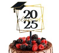 Toppers Pour Cupcakes De Remise De Diplôme - Décorations De Graduation Thème Noir Et Or - Piques Et Accessoires En Acrylique Pour Apéritif Et Photomaton Décoration Pour Maison