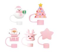 Toppers pour Pailles de Noël 5 couvercles portables anti-poussière en | Bouchons protecteurs de paille portables pour Gobelet, Maison, Bureau, École, , Camping,