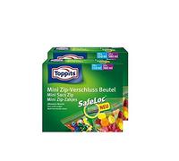 Toppits Lot de 2 mini sacs multi-usages zippés Avec fermeture SafeLoc 20 x 150 ml et 20 x 380 ml