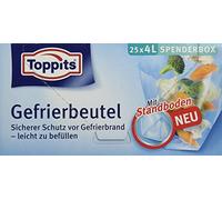 Toppits Lot de 25 sacs congélation à fond transparent 4 l