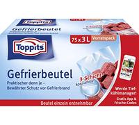 Toppits Lot de 75 sacs de congélation, 3 litres, fond plat, transparents