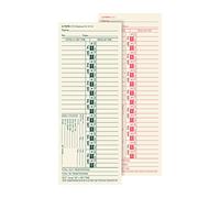 TOPS Lot de 500 cartes de temps, bimensuelles, recto-verso, jours numérotés, 8,9 x 22,9 cm, Manille, imprimé vert/rouge, 500 pièces (1275)