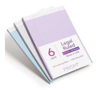Tops Prism+ Lot de 6 blocs d'écriture 21,6 x 29,9 cm Couleurs assorties 2 de chaque : gris, orchidée, bleu, règle juridique, 50 feuilles, pages perforées (63116)