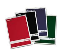 TOPS spirale Steno livres, 15,2 x 22,9 cm, Gregg Rule, Greentint couvertures de papier, assorties, 80 feuilles par livre, 4 livres par lot (80221)