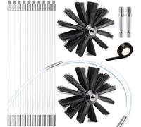 Topsky Lot de 15 balais de cheminée de 4,1 m | Brosse en nylon Ø 150 mm, tiges flexibles 10 × 410 mm, compatible avec perceuse électrique pour cheminée et tuyau de poêle