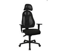 Topstar Free Art Chaise de Bureau Ergonomique avec accoudoirs réglables en Hauteur et appuie-tête en Tissu, Noir/Noir, 61 x 65 x 143 cm