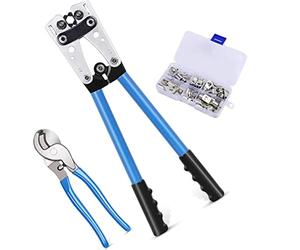 TOPWAY Pince Sertir Cosse, Outil de Sertissage de Bornes 6-50mm² + 240 mm Coupe-câble + 60PCs Kit de Bornes de fil de Cuivre, Outil d'électricien Manuel pour Cosse de Câble 4164346