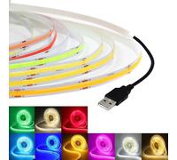 TOPXCDZ Bande LED 5 V USB COB Blanche/Rouge/Verte/Rose/Jaune 300 LEDs Flexible DC Lampade de Nuit pour TV, Décoration Domicile pour Chambre, Sous Placard, Cuisine (Blanc Chaud, 1 M)