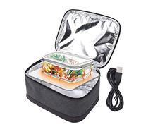 Topyond Boîte À Lunch Électrique Portable,Gamelle Chauffante USB Avec Sac De Chauffage Et D'isolation Constant,Boite Chauffante Repas Pour Adultes, Pour Le Travail Et (Gris Clair)