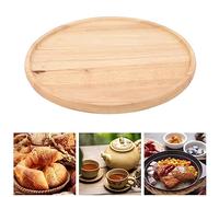 Topyond Plateau Rond en Bois De 30cm, Plateau De Service pour Pizza, Planche à Découper, Style Simple, Assiette Alimentaire Stable pour Le Petit Déjeuner, Pizza, Collations Aux Fruits