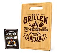 Topzora Cadeau pour homme, planche à barbecue en bambou avec carte de vœux, planche à découper amusante 32 x 22 x 1,5 cm, cadeau de barbecue pour homme, cadeau d'anniversaire, cadeau de fête des pères