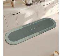 Topzywlc Tapis de cuisine antidérapant et anti-moisissure 45 x 150 cm, séchage rapide, tapis de sol magique pour salle de bain, chambre à coucher, cuisine, toilettes, porte, table à laver (ovale vert