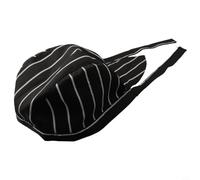 Toque de Chef Noire Coton Ajustable Cuisine Pro(Black and white bar) | Coton polyester doux, finition soignée, ne rétrécit pas, idéal usage quotidien, facile entretien