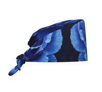 Toque de travail imprimée de roses bleues - Toque de chef unisexe, ajustable et respirante
