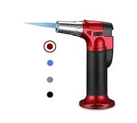 Torche au butane, ibforcty rechargeable - Chalumeau de cuisine avec verrouillage de sécurité réglable et flamme de verrouillage (gaz butane non inclus) (rouge)
