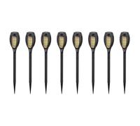 Torches solaires à LED pour l'extérieur, scintillantes, balcon, décorations de jardin, torches de jardin solaires, plastique noir, effet de feu blanc chaud, H 50 cm, lot de 8