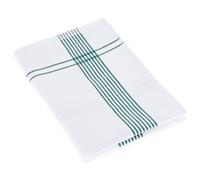 Torchon de cuisine 50x70 cm nid d'abeille WAFFLE PIQUET blanc filet vert